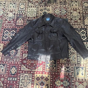 Dark Brown Leather Jacket, Good Condition One Button Missing At The Bottom - Picture 1 of 10