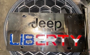 Etiqueta Jeep letras negras bandera americana acero inoxidable tocador matrícula - Imagen 1 de 2