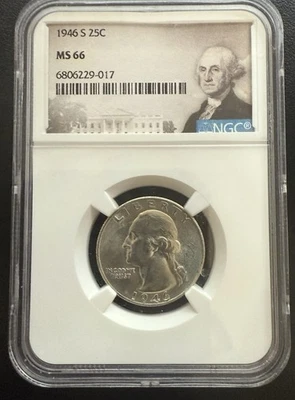 1946-S Silver Washington Quarter NGC MS 66 Special Label - Image 1 of 4