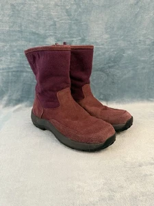 LL Bean Womens Boots Fleece Suede Winter Lined Zip Up Purple Size 7.5 M - Picture 1 of 12