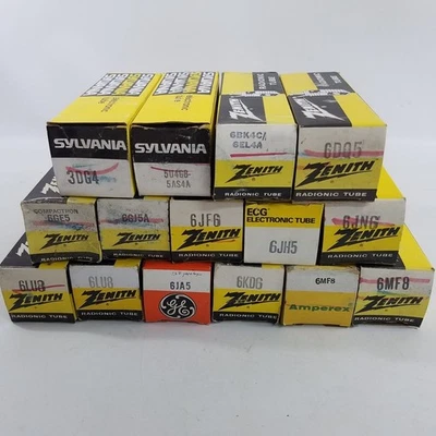 Lote 15 tubos de vacío de colección 3DG4 5U4GB 6 DQ5 6JA5 6KD6 6MF8 6GE5 6GJ5A 6JH5 6JNG etc. Foto 1 de 4