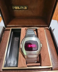 Working! Vintage Pulsar P3 Time Computer Executive Red LED Mens Watch In Box - Picture 1 of 12