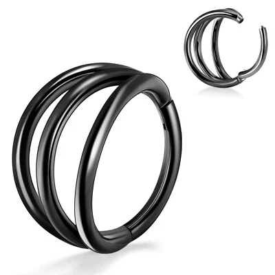 1 peça três pilhas septo clicador aço cirúrgico articulado nariz anel Daith argola 16g - Imagem 1 de 4