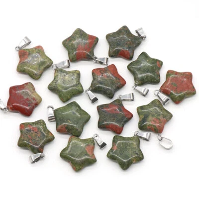 50pcs Natural Unakite Stone Star Gemstone Beads Pendants DIY Jewelry Making — 第 1/4 张图片
