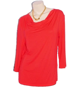 Top elegante collo a guscio taglia 8 manica a 3/4 comodo vestibilità L creazione rosso NUOVO non indossato - Foto 1 di 4