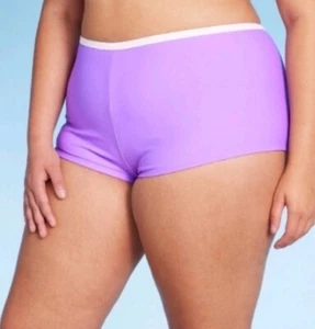 Women’s  NWT "Wild Fable" purple/white  Boy Short Bikini Bottoms Size 2X - Picture 1 of 9