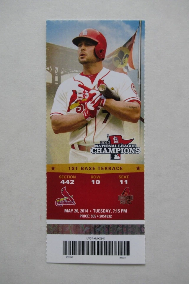 Boleto completo St. Louis Cardinals vs Diamondbacks 20/05/2014 ~ ADAMS/PERALTA HRs Foto 1 de 1