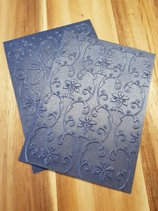 EMBOSSED NAVY BLUE PEARLISED 250gsm CARD 10pk SCRAPBOOK CARDMAKING INVITATION - Picture 1 of 10