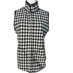 Kim Rogers Size SMALL Reversible Houndstooth Black Blue Full Zip Fleece Vest - Picture 1 of 7