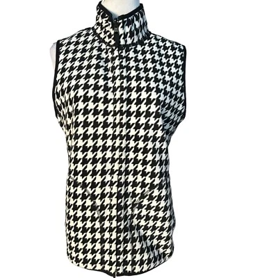 Chaleco polar Kim Rogers talla PEQUEÑA reversible pata de gallo negro azul cremallera completa Foto 1 de 4