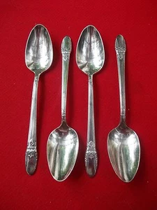 Exce First Love Muster 4 Teelöffel 1847 Rogers Silber Teller Löffel 6 1/8" lang - Bild 1 von 2