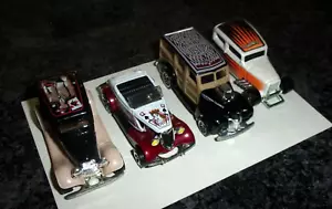HOT WHEELS - LOT OF 4 '33 FORD ROADSTER - '40 WOODIE WAGON - BEKAH CUSTOM & MORE - Picture 1 of 4