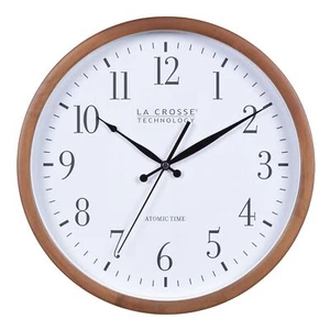 404-50447-INT 12.8 Atomic Walnut Analog Wall Clock - Picture 1 of 6
