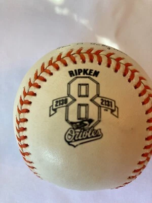 CAL RIPKEN JR OFFICIAL RAWLINGS #8 2130 2131 COMMEMORATIVE MLB BASEBALL - Image 1 of 3
