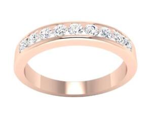 14K Rose Gold Channel Set Wedding Ring I1 G 1/2Carat Round Cut Diamond 3.50MM