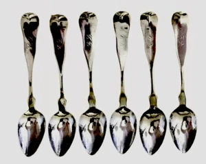 LOWELL & SENTER Münze Silber Löffel 19. Jahrhundert Teelöffel monogrammiert EL 1800er - Bild 1 von 4