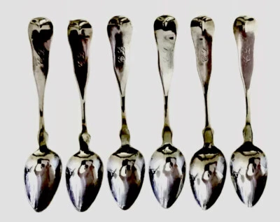 Moneda LOWELL & SENTER cucharaditas de plata siglo XIX con monograma EL 1800s Foto 1 de 4