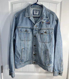 VTG LEE Jean Jacket Denim w/ MTV & 7UP Patch - "Hit The Road" Embroidered Size L - Picture 1 of 19
