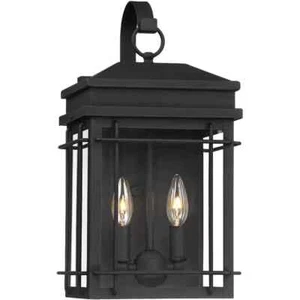Rotherfield Vintage Outdoor Wall Light Fixture Black Lantern 2-Light 17" Outside - Picture 1 of 19