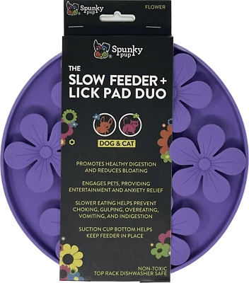 Spunky Pup Slow Feeder Lick Pad Duo Flower Pink or Purple - Image 1 of 2