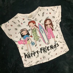Zara Girls Happy Friends Girls Vacation Short Sleeve T-Shirt Size 6 - Picture 1 of 10