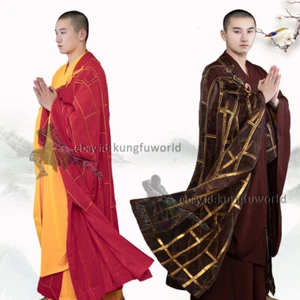 Shaolin Buddhist Monk Uniform Kesa Cassock Robe Meditation Wushu Kung fu Suits - Picture 1 of 9