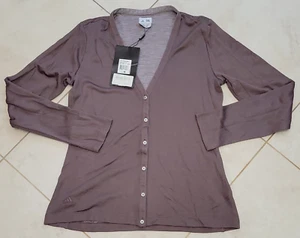 Adidas Cardigan Sweater Women's Coco/White Medium Long Sleeve 6 Button New - Picture 1 of 7