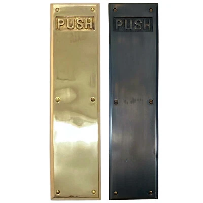 PUSH Commercial Door Plate in Heavy Duty Cast Brass - Image 1 of 4