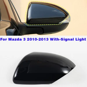 Black Left Driver Side Mirror Cover Cap For Mazda 3 2010-2013 With-Signal Light - Bild 1 von 3