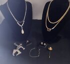  Costume Jewelry 14k Sterling Silver Lot  Earrings, Ring, Bracelet, Necklaces 