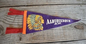 Albuquerque N.M. Chief Headdress Felt Vintage Pennant 1940'S-1950'S - Picture 1 of 9