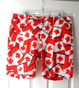 Loudmouth Golf Ladies CANADA LEAF RED WHITE Womens Size 16 Chino Shorts NWOT - Picture 1 of 4