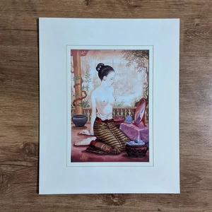 Pintura grande desnuda erótica tailandesa impresión vintage bellas artes asiáticas pechos desnudos Reino Unido - Imagen 1 de 4