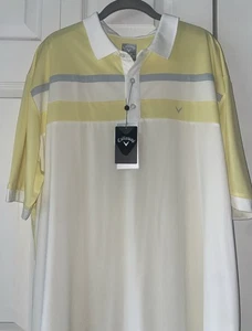 NEW Callaway Opti-Dri Golf Polo Shirt Size XXL Yellow White Stripe Performance - Picture 1 of 9