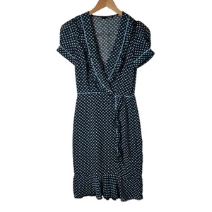 Vestido Blue Love Heart Lunares Negro Movible Talla 6 Encaje Volantes Sirena Rockabilly - Imagen 1 de 13