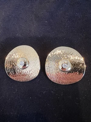 Pierre Lang Ohrringe Clips Gold rund 4cm  groß Statement Wie Neu - Bild 1 von 4