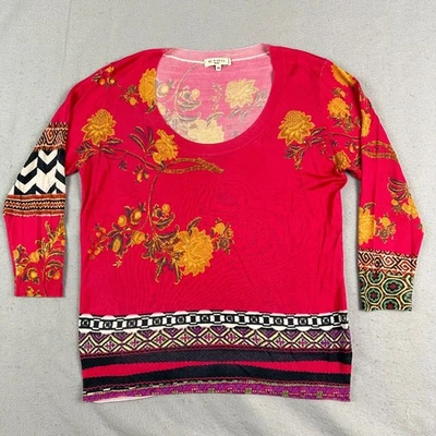 Blusa Top Mujer Seda ETRO 44 Estampado Floral Manga 3/4 Rosa Foto 1 de 4