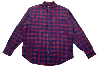 Camisa de franela cepillada Relwen de algodón azul marino y rojo a cuadros con botones para hombre XL Foto 1 de 4