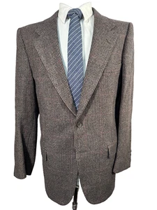 Chaqueta Blazer Abrigo Deportivo FARAH Para Hombres Marrón TWEED Lana Cuadros Calce Clásico 42R - Imagen 1 de 9