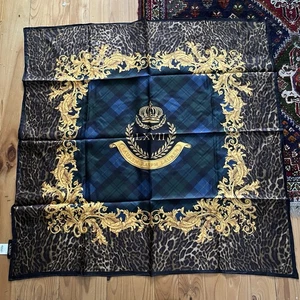 ¡Nuevo sin etiquetas! Polo Ralph Lauren LRL Estampado Guepardo Corona Cresta Seda Bufanda 92 X 92 Cm Nuevo - Imagen 1 de 2