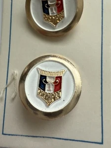 BGE First In Fashion Vintage Buttons Red White Blue Olympia Shield NOS 7/8” - Picture 1 of 3