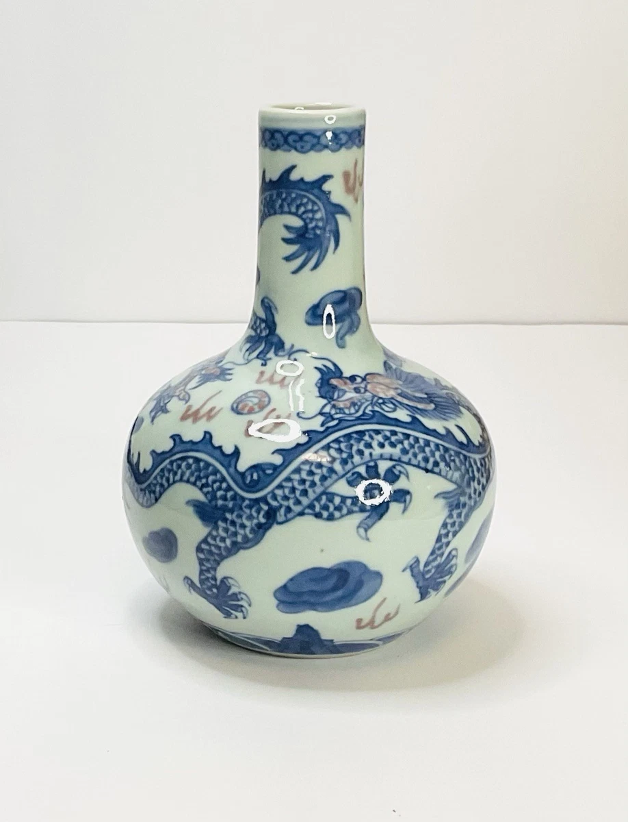 蓝色中国古董花瓶| eBay
