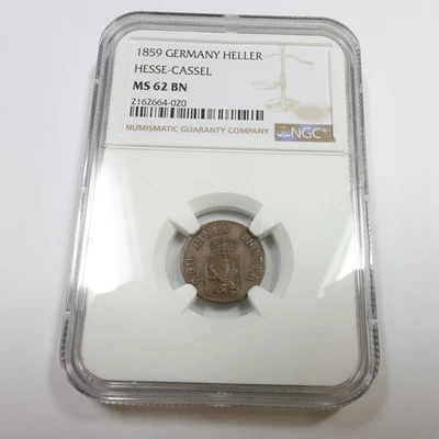 1859 NGC MS62 BN - Germany Heller Hesse-Cassel 1 Heller Coin #57479A - Image 1 of 4