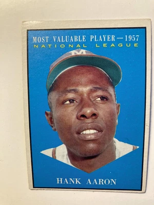 Бейсбольная карточка 1961 Topps No484 Хэнк Аарон MVP VG/EX Braves - Изображение 1 из 4