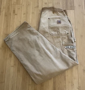 Carhartt B136 - Double Knee Reworked Jeans - Brown - Re-Run - Tied -Size W34 L29 - Picture 1 of 8