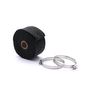 Tubo de escape de fibra de vidrio negro cinta de envoltura térmica motocicleta musculosos coches ATV - Imagen 1 de 5