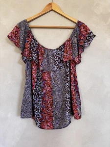 Anthropologie Maeve Vallita mehrfarbiges schulterfreies Top Größe Large - Bild 1 von 4
