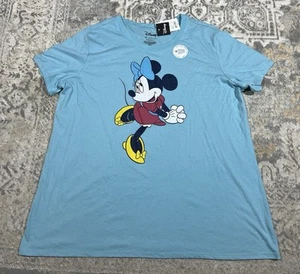 Disney Minnie Mouse Women’s Shirt Size 1X Graphic Print Short Sleeve Blue - Picture 1 of 5