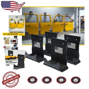 Wrangler Door Hangers 4PCS U.S. Flag Steel Garage Mount System Jeep CJ YJ TJ JK - Picture 1 of 11