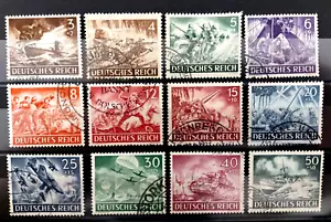 German Reich ww2 full set of 12 stamps 1943 Military War Heroes used - Picture 1 of 2